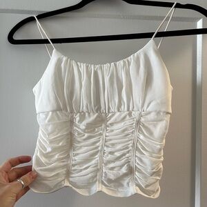 Princess Polly white/ cream scrunch tank top